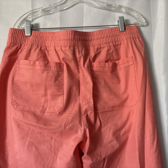 Talbots Cropped Pants Womens L Size Coral Drawstring Waist Cuffed EUC - Picture 5 of 8